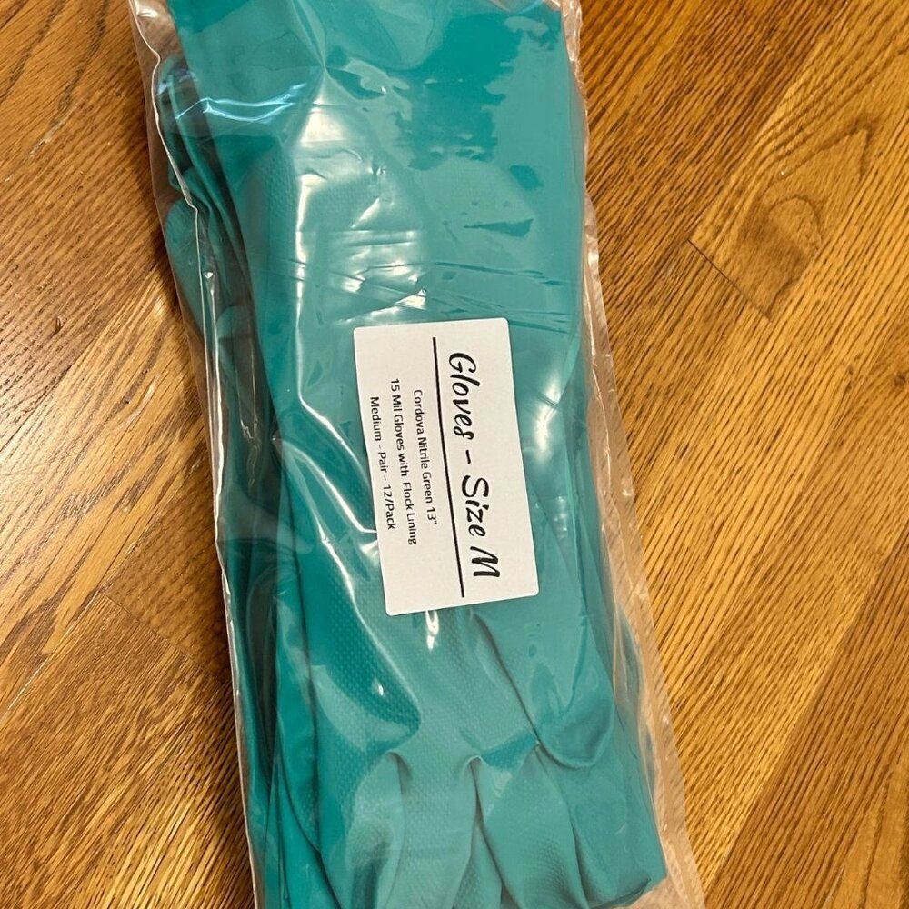 Nitrile Gloves Flock Lined 15 Mil Medium - 12 Pairs / Box